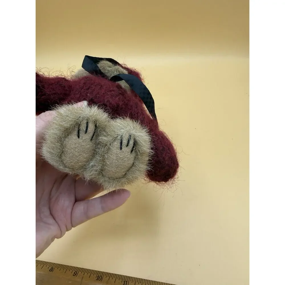 Boyds Bears Plush 8” Burgundy Hooded Sweater Stuffed Teddy Bear Vintage